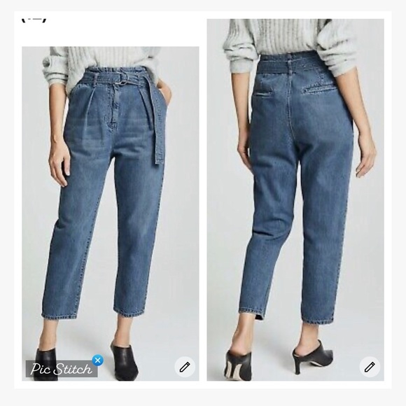 Iro Pablo Middle Gray Denim Paperbag Waist D Ring Jeans - Picture 1 of 8